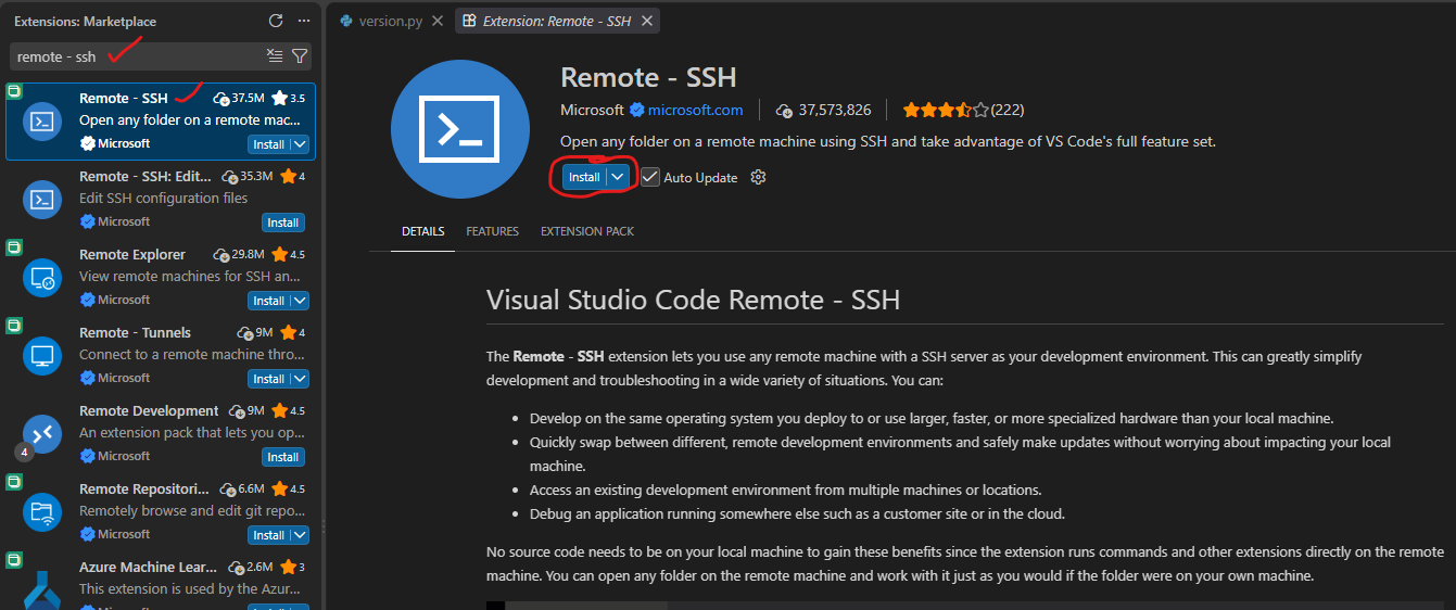 VS Code Extensions view